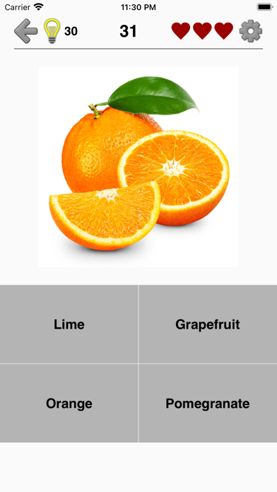 Fruit and Vegetables - Quiz Screenshot