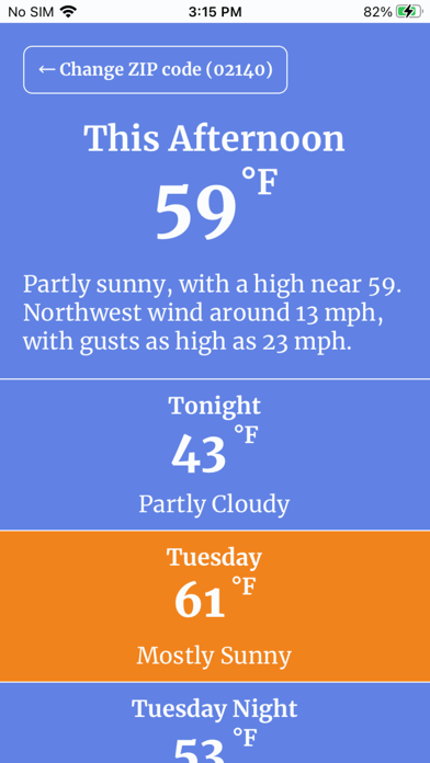 72° Weather Screenshot