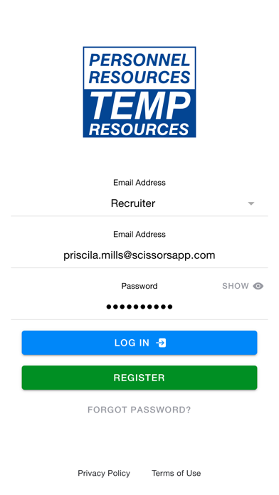Personnel Resources Screenshot