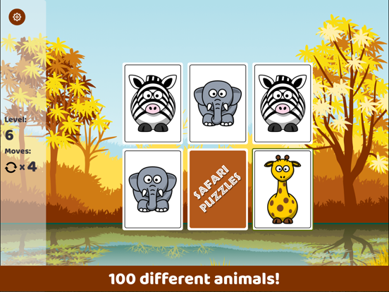Memory match animals game kids