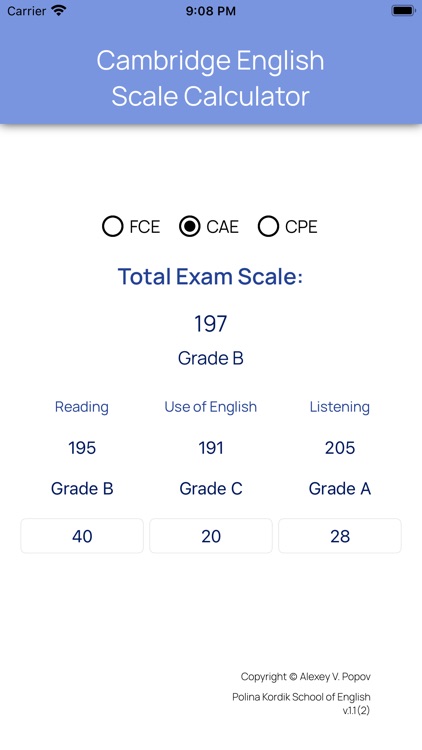 Cambridge English Scale Calc