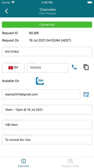 HALI Supplier Screenshot