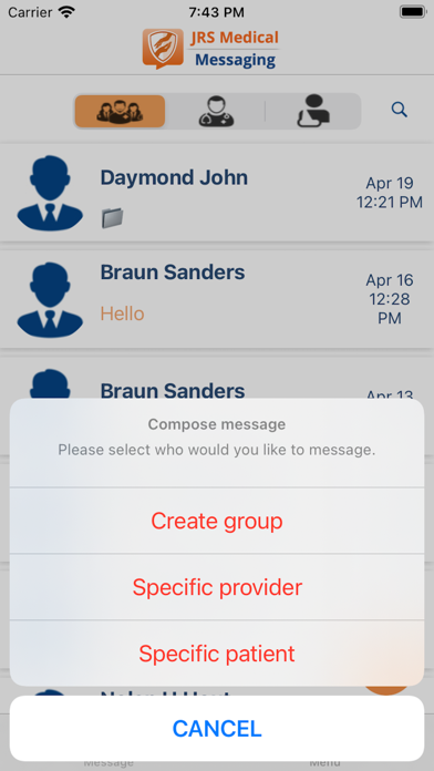 JRS Medical Messaging Screenshot