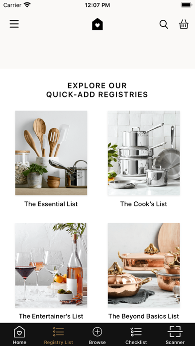 Williams Sonoma Registry Screenshot
