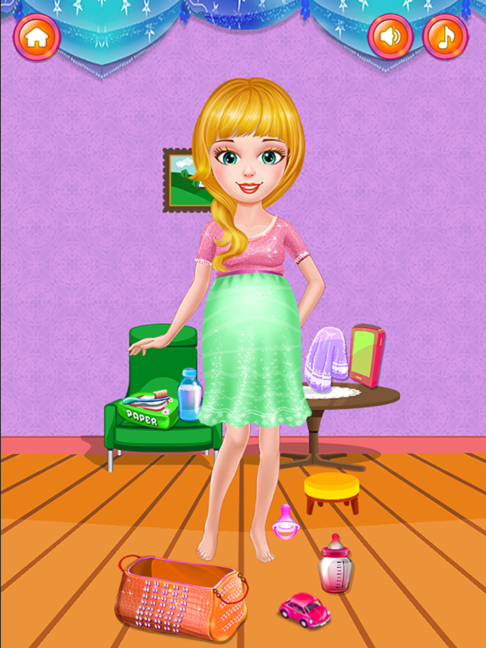 Pregnant mom and care baby