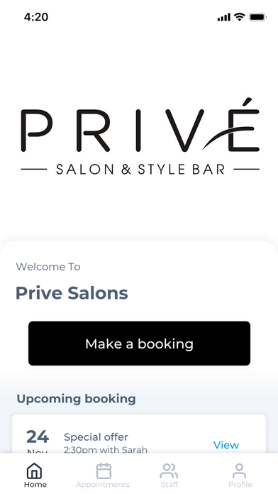 Prive Salons Screenshot