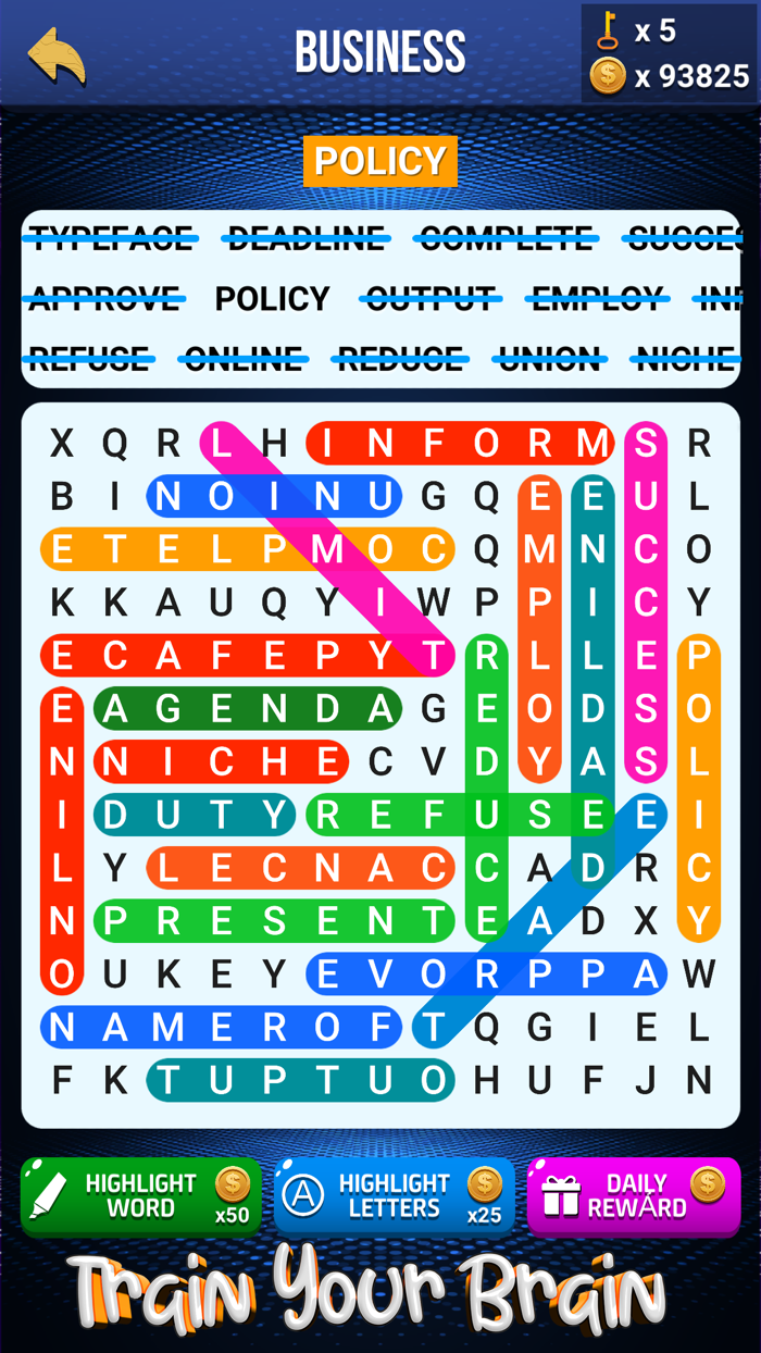 Wow Search Classic Words Game
