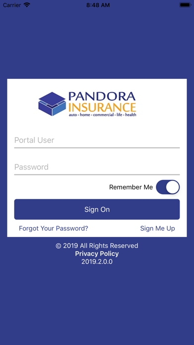 Pandora Insurance Online Screenshot