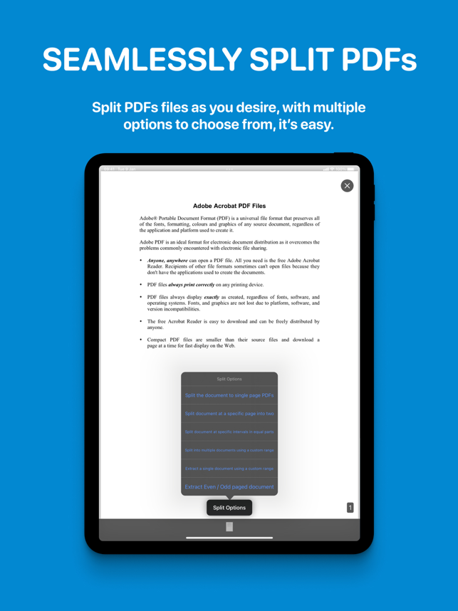 ‎PDFs teilen und zusammenführen: Screenshot des PDF-Editors