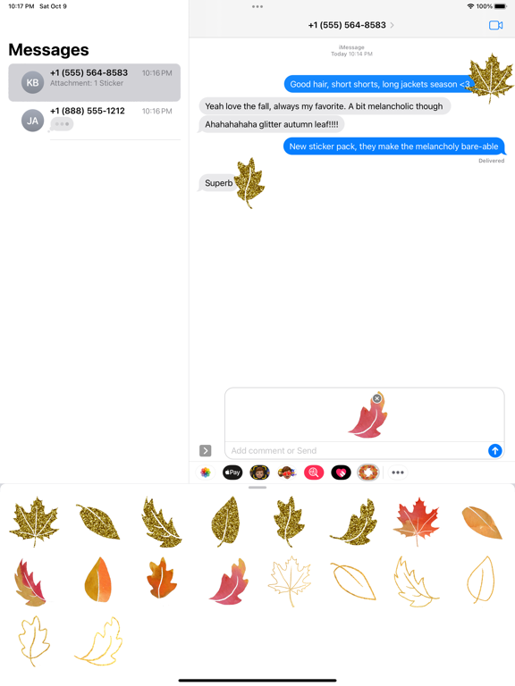 Screenshot #4 pour Glitter Fall Leaves Stickers