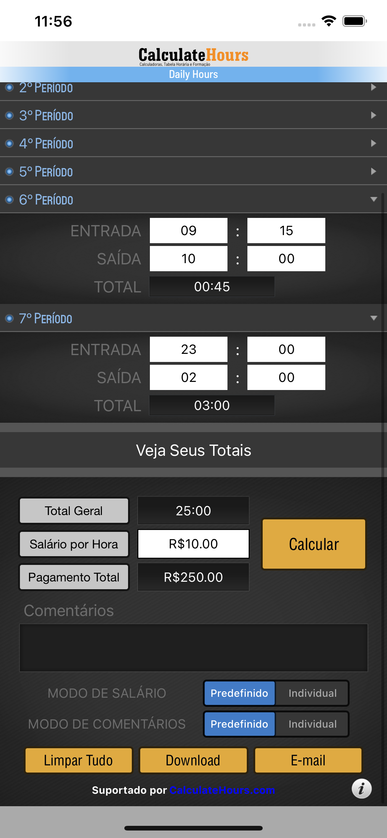 Calcular Horas Trabalhadas