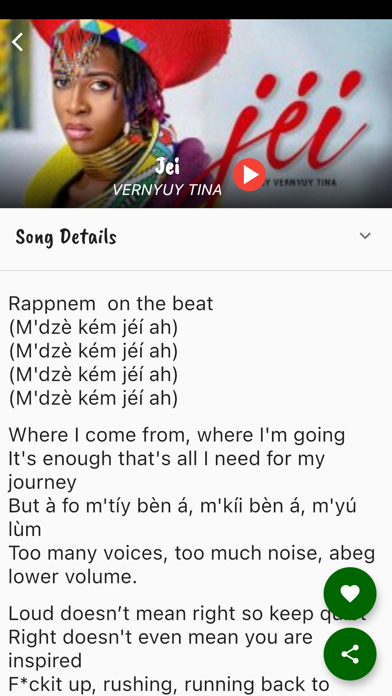 Afrika Lyrics Music Player Screenshot