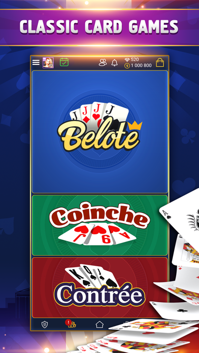VIP Belote - Coinche & Contrée Screenshot