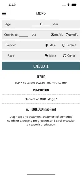 Game screenshot eGFR Calculator for kidney hack