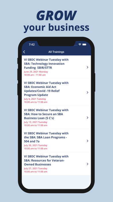Virgin Islands SBDC Screenshot