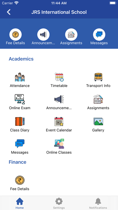JRS Parent Portal Screenshot