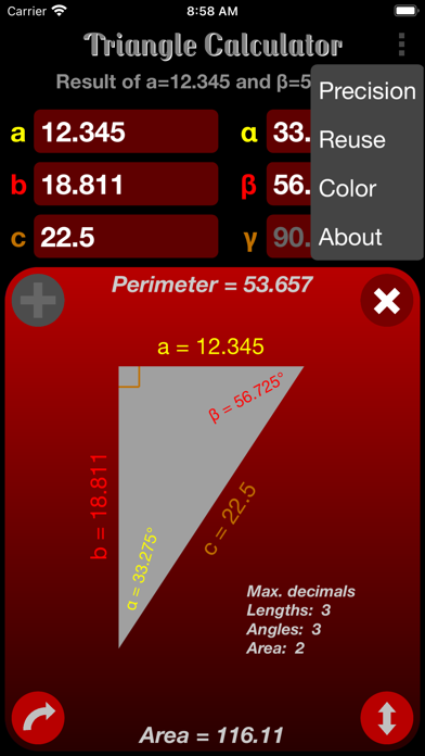 Triangle Calculator Screenshot