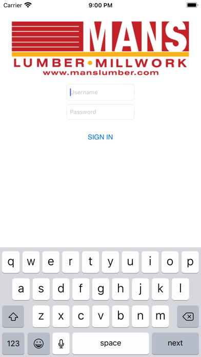 Screenshot 1 of Mans Lumber Web Track App