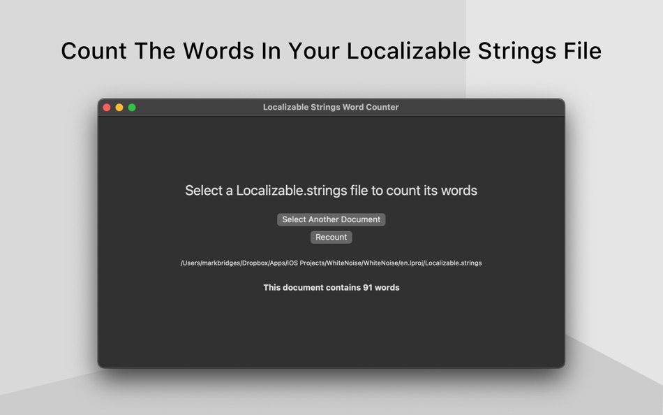 Localizable Strings Word Count - 1.0.2 - (macOS)