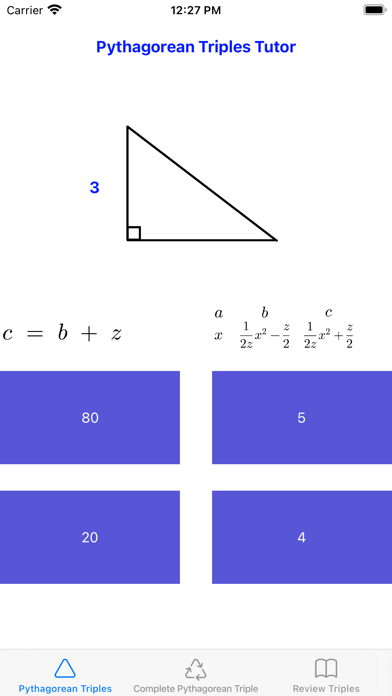 Screenshot #1 pour Pythagorean Triples Tutor