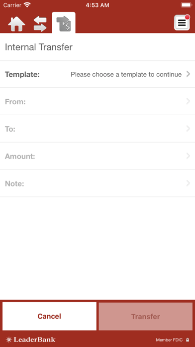 Leader Bank Business Banking Screenshot