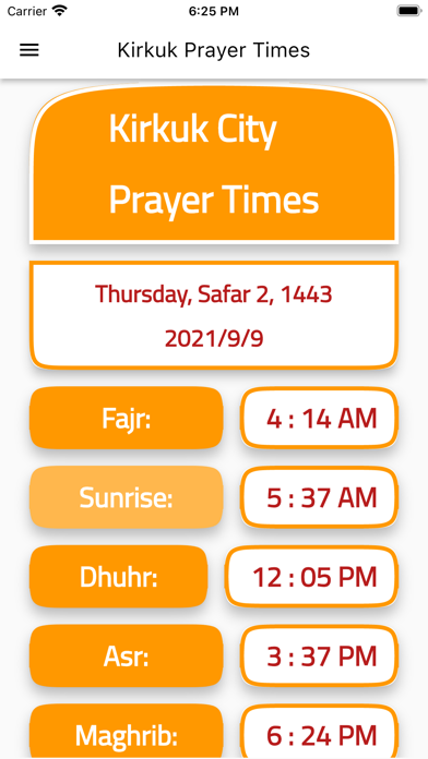 Kirkuk Prayer Times Screenshot