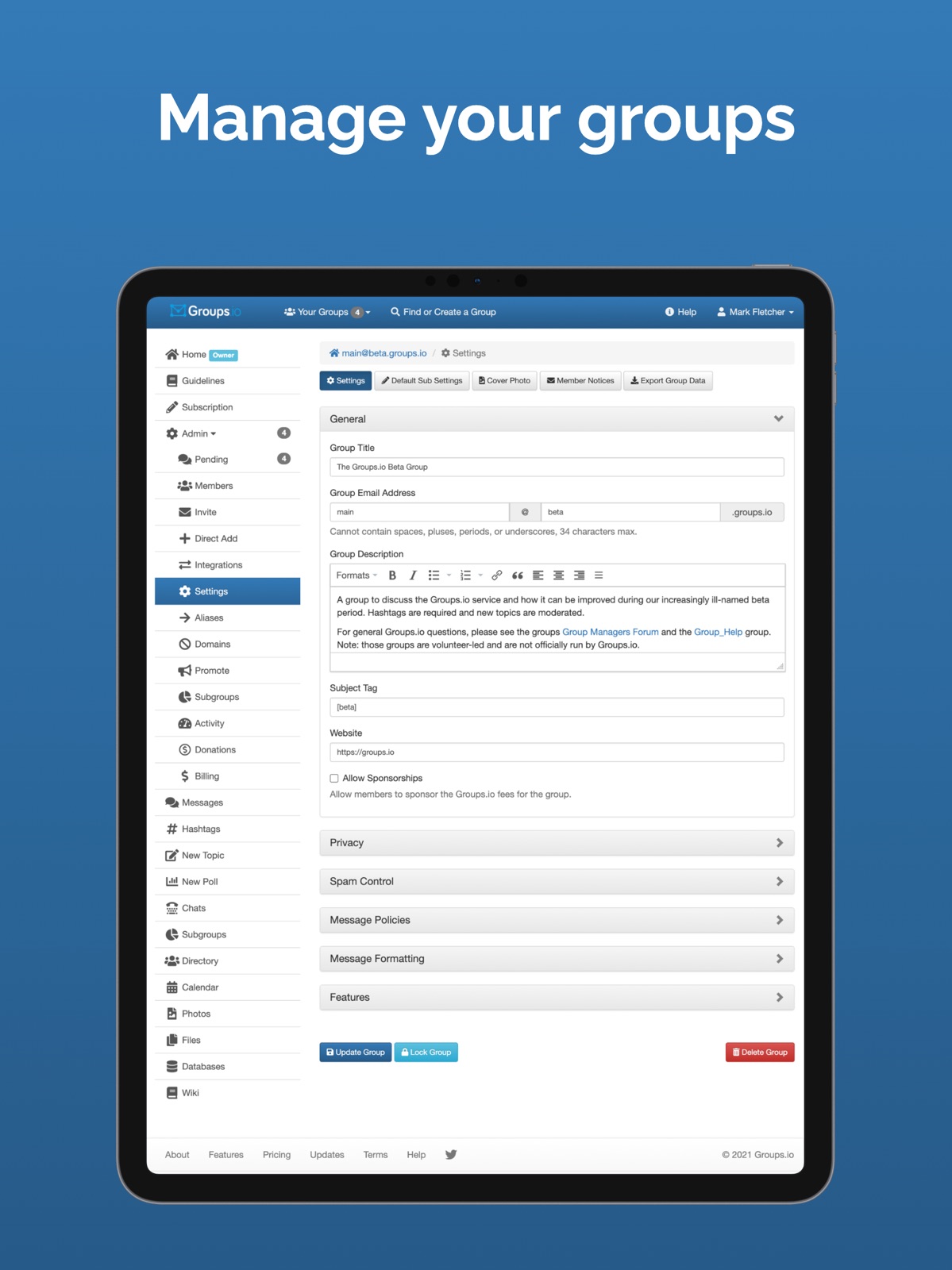 Groups.io App ipad screenshot 4