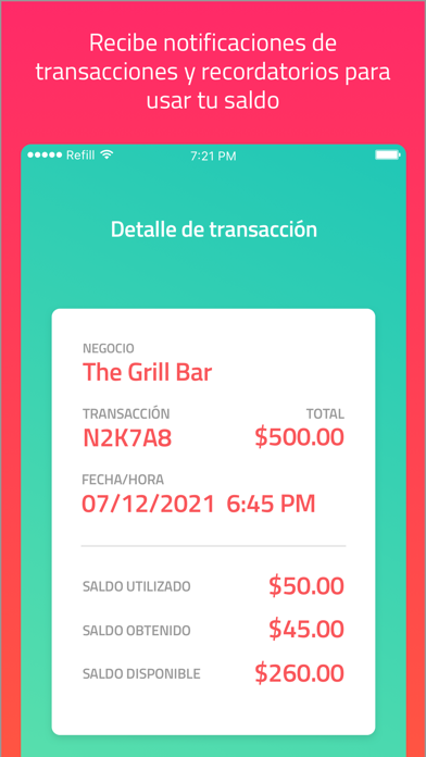 Refill - Monedero electrónico Screenshot