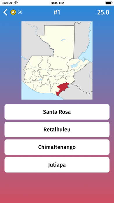 Guatemala: Departments Quiz Screenshot