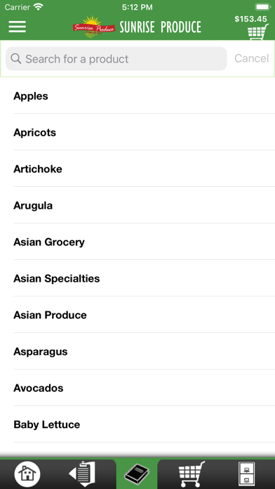 Sunrise Produce Checkout App Screenshot