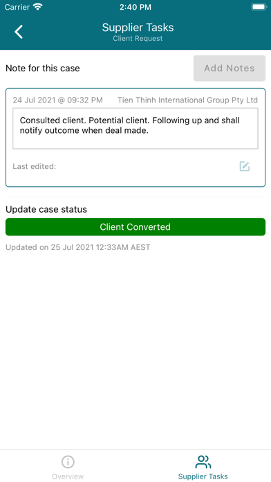 HALI Supplier Screenshot