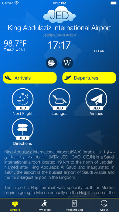 Jeddah Airport Info + Radar Screenshot