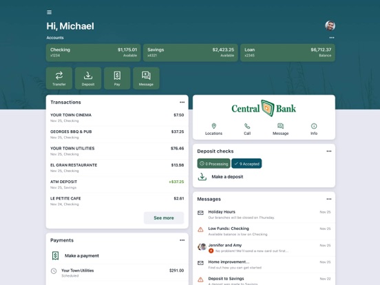 mycentralbank.mobile iPad screenshot 1 - Finance app