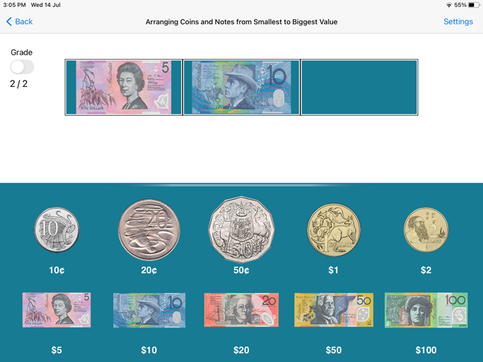 Arranging Coins and Notes AUD