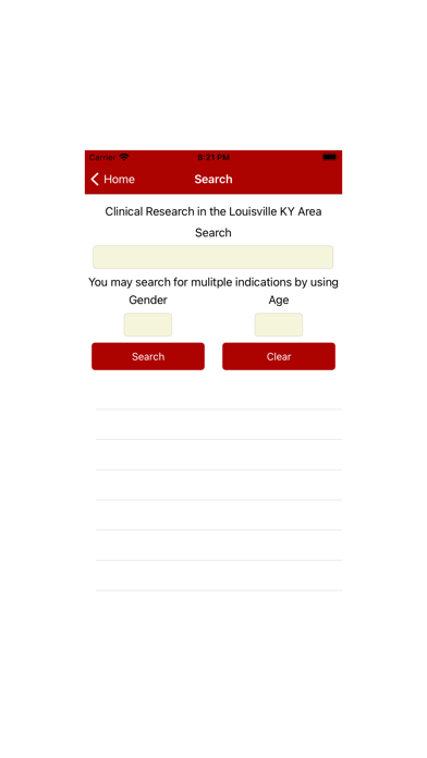 UofL Clinical Trials Mobile Screenshot
