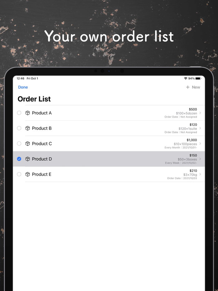 Order List - works with Mail