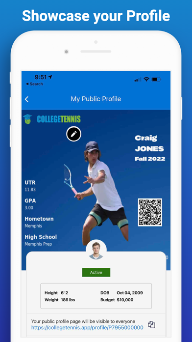 College Tennis App Screenshot