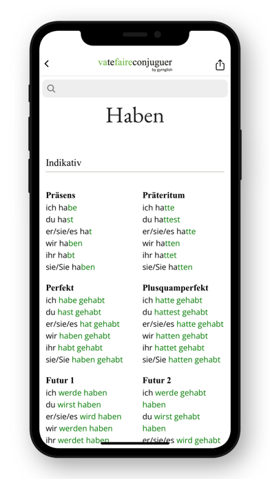 German conjugation Screenshot