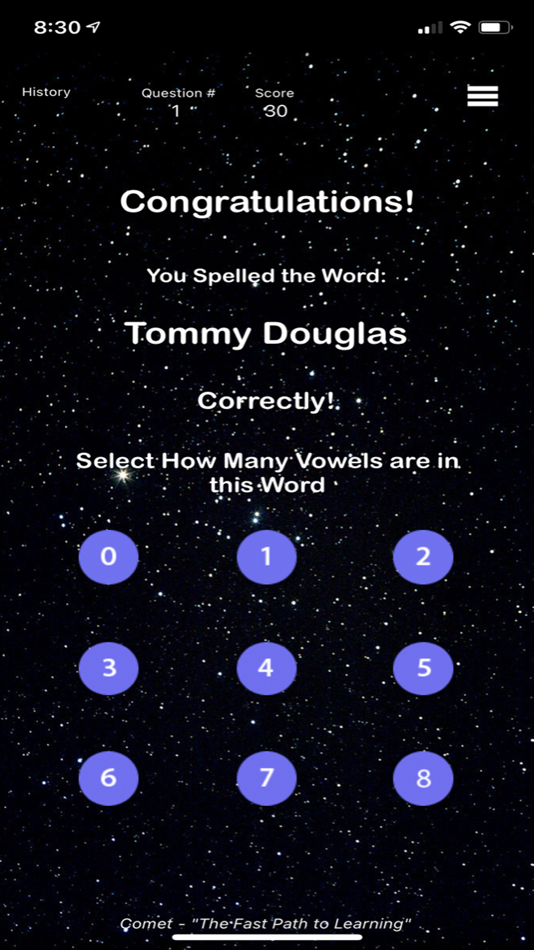 #3. History - Comet Spelling (iOS) Podle: Dean Nielson
