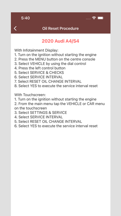 Reset Oil Service Pro Screenshot