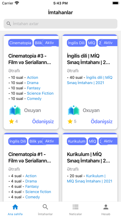Oxuyan - İmtahanlar & Sınaqlar Screenshot