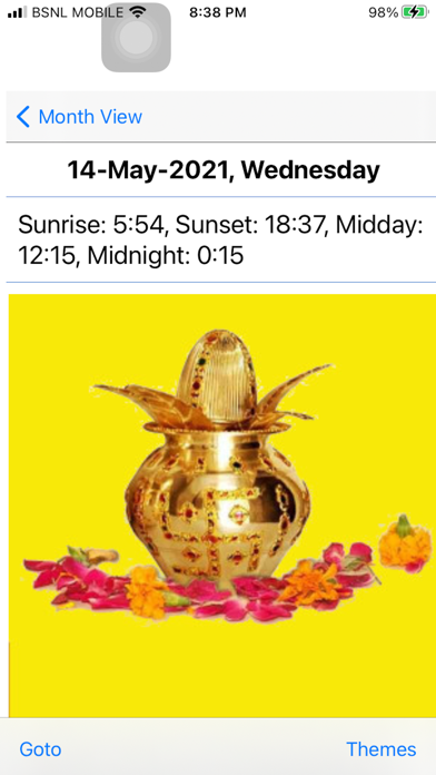 Hindu Panchanga Calendar Screenshot