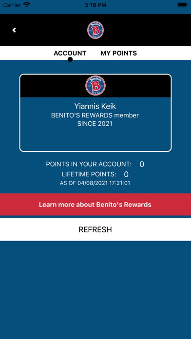 Benito's Rewards Screenshot