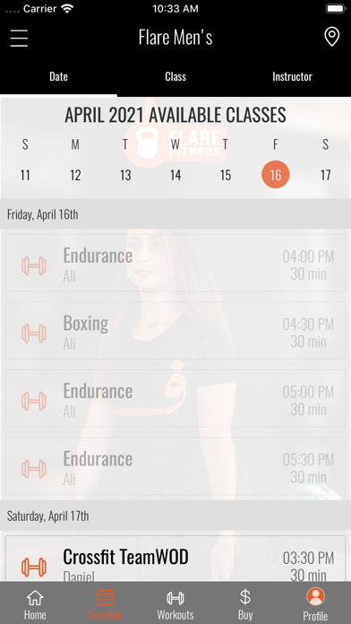 Flare Fitness. Screenshot