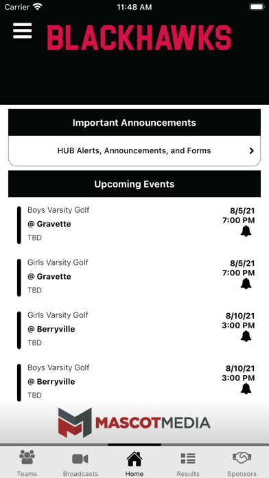 Pea Ridge Blackhawks Athletics Screenshot