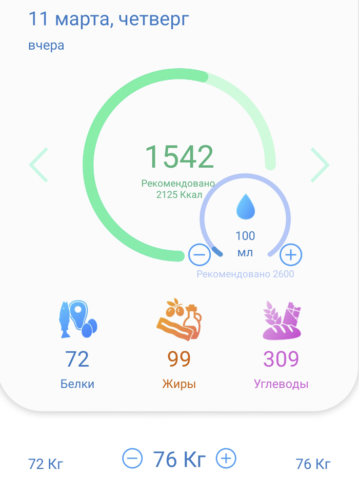 Счетчик калорий - Мой рацион