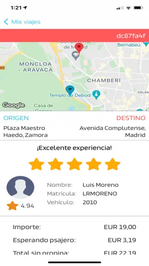 Captura de pantalla de Alsa Cab en iPhone 6
