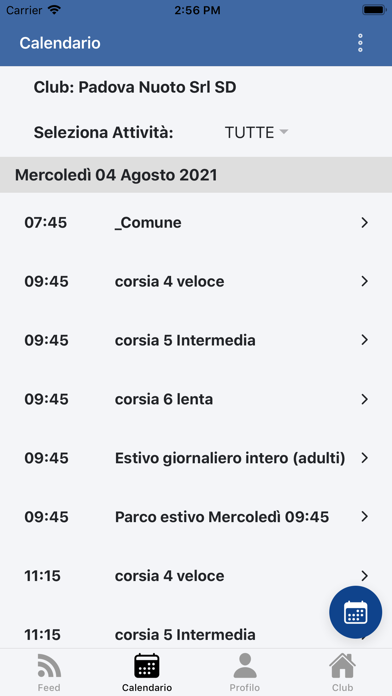 Padova nuoto Screenshot