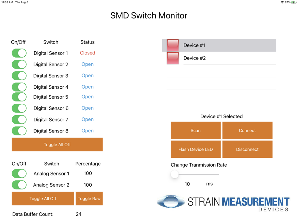 SMD Monitor (iOS) Podle: Strain Measurement Devices SMD Monitor (iOS) Podle: Strain Measurement Devices