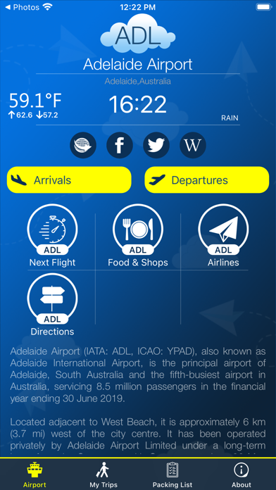 Screenshot #1 pour Adelaide Airport Info + Radar